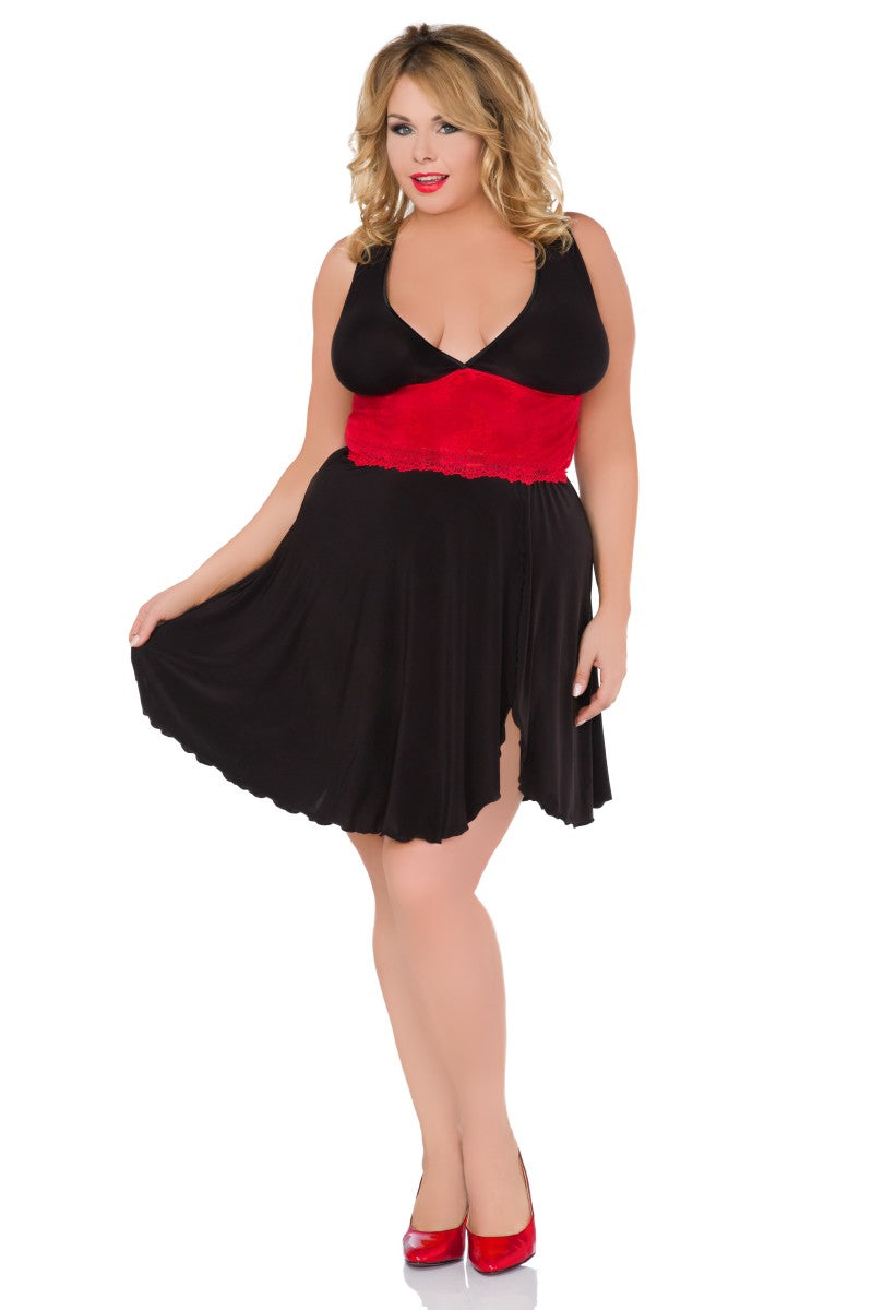 schwarz/rotes Chemise Z/5036 von Andalea schwarz/rotes Chemise Z/5036 von Andalea